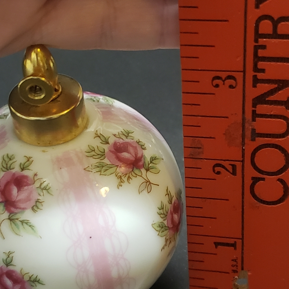 Vintage Round Ceramic Pink Flower Perfume Bottle - Picture 10 of 11